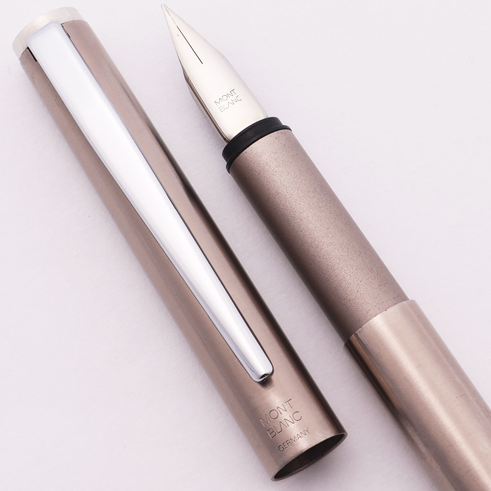 Montblanc Noblesse Slimline Fountain Pen (1970s) - Brushed Steel w